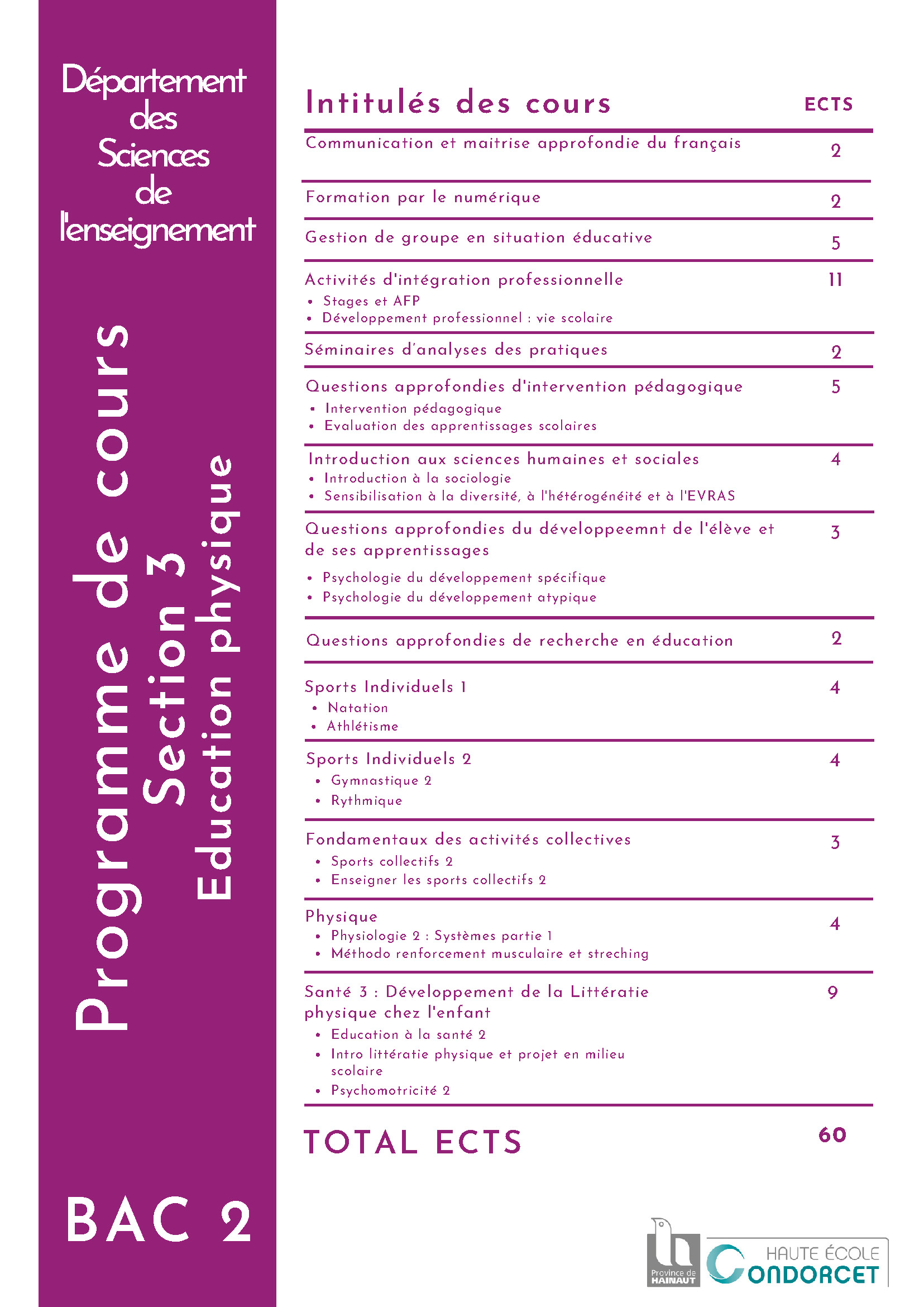 Section 3 Education physique BAC 2